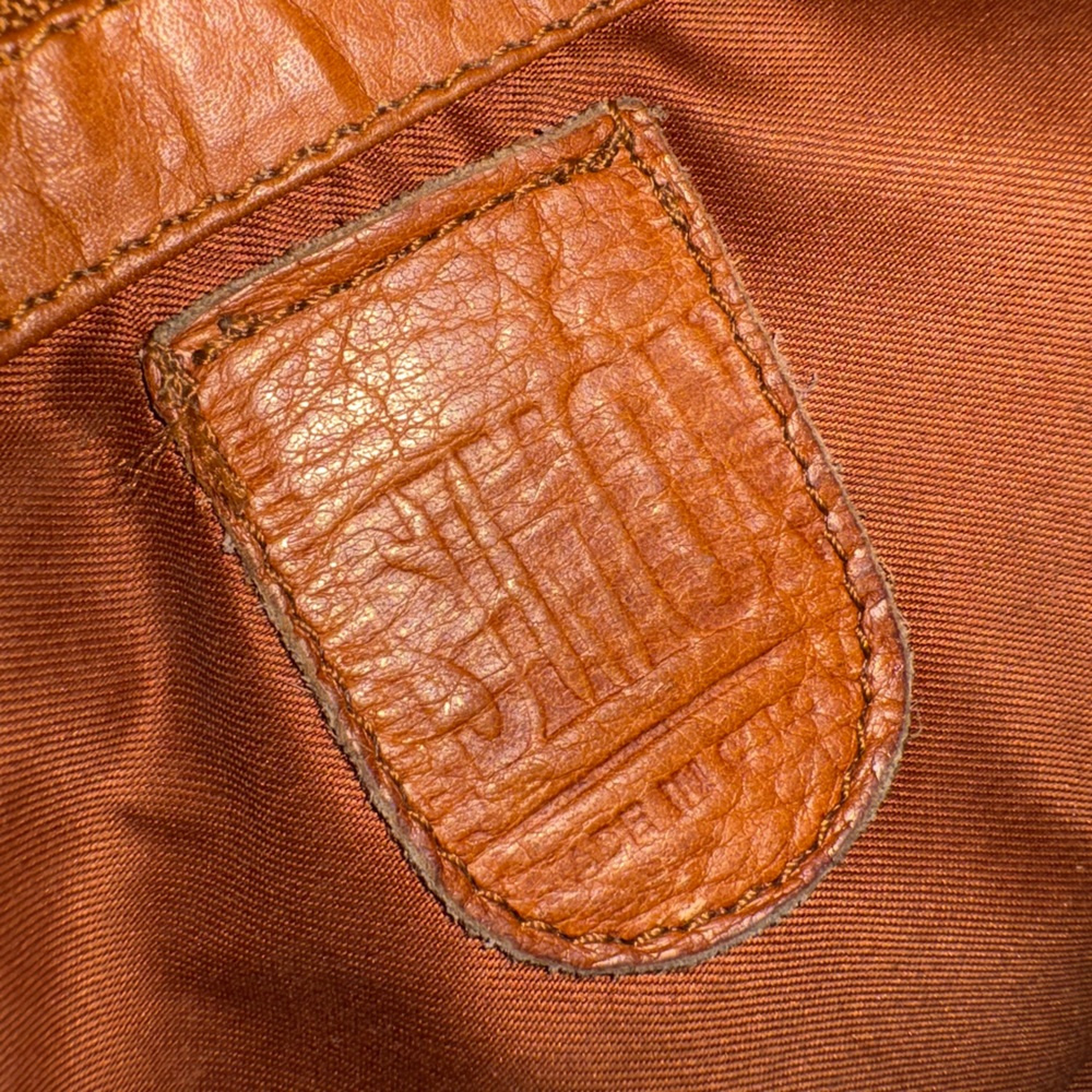 Simon leather vintage camel brown shoulder bag made in Columbia